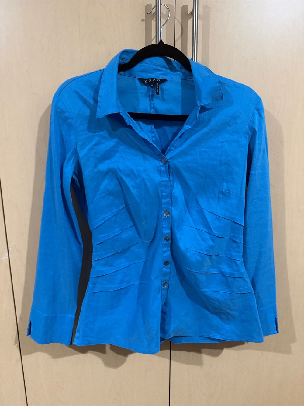 Women's Vibrant Blue Button-Down Shirt